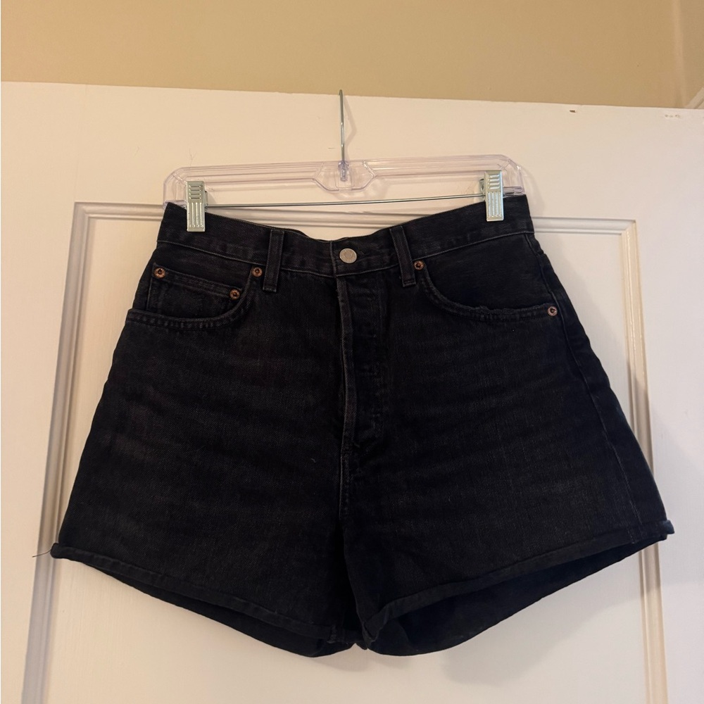 Agolde Black High-Rise Denim Shorts